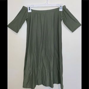 Olive off the shoulder dress